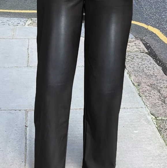 High waist wide leg PU leather pants - Picture 4 of 4